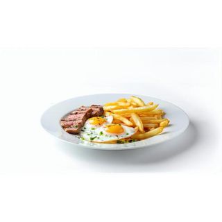 Cinta De Lomo Plancha Dos Huevos Fritos Patatas Fritas