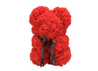 Мече, тъмно червено, малко, в луксозна кутия