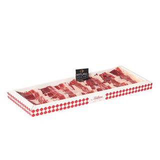 Caja Jamón ibérico bellota Arturo Sánchez. Acompañado de pan feo.