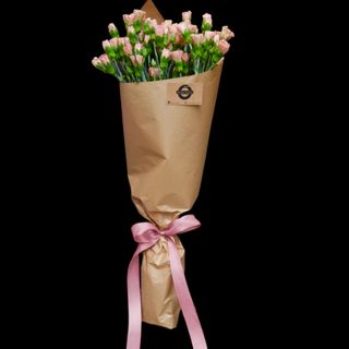 BUKIET 15 DROBNYCH KOLOROWYCH GOŹDZIKÓW  do wazonu ( w szarym papierze )