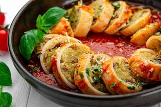 Totano ripieno con cicoria