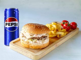 Ruski burger + pomfrit + Pepsi