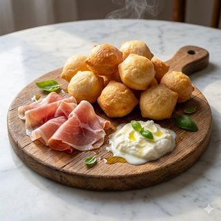 Coccoli al forno con crudo e stracchino