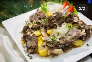 Куырдак из баранины на косточках с картошкой