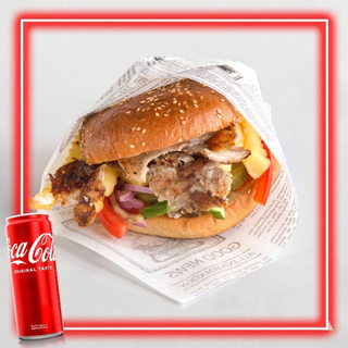 1бр. Бургер с месо от дюнер + 1бр. Кока Кола кен(330мл)