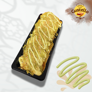 Mini pancakes croustillants à la kunafa, sauce pistache et chocolat blanc