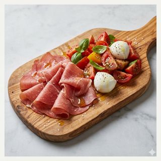 Carne salada del Trentino con insalta di pomodoro fresco