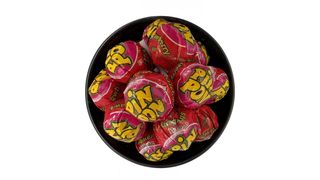 XL sour strawberry gum lollipop