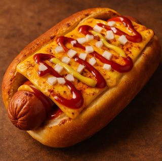 Hot dog cu cascaval la cuptor