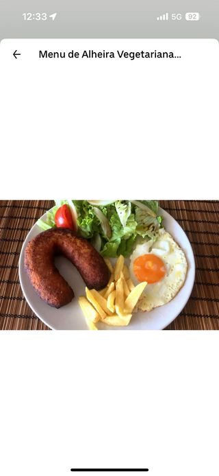 Menu de Alheira Vegetariana para 1 Pessoa