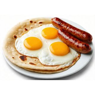 2 Eggs, Chapatti, & Sausage