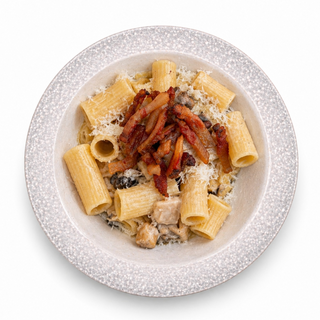 Rigatoni cu Ciuperci și Guanciale Crocant-350g