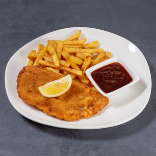 Zagrebački s pomfritom i BBQ umak