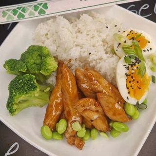 Pui Teryaki cu orez, ou și broccoli 400g