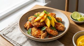 Pollo fritto con mango