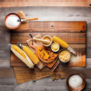 Cachapa de Pollo salsa.