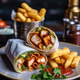 Chicken Tikka Roll with Chips