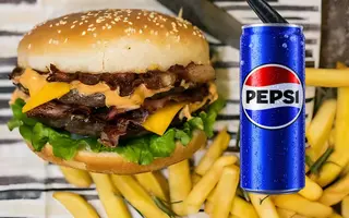 Dupli bacon cheese + Pomfrit 150gr+ Pepsi 0.33l