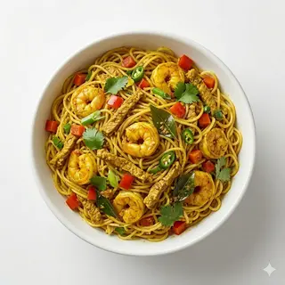 Fideos De Arroz Salteados Con Curry