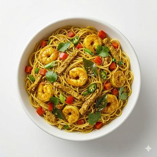 Fideos De Arroz Salteados Con Curry