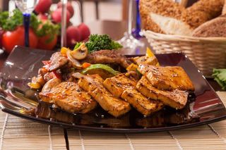 Жареное тофу с говядиной