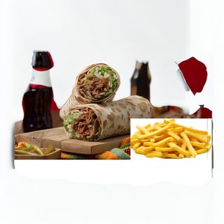 პატარა შაურმა ლავაშით + კარტოფილის ფრი + 0,500 კოკა კოლა