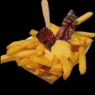 Patatas fritas individual con queso cheddar y bacon