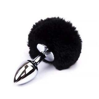 Plug Anal metalicon con Pompon Negro