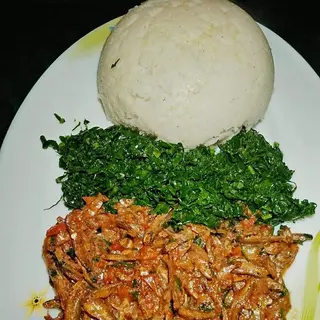 Omena Wet Fry + Ugali + Greens 