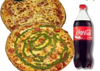 2 pizzas mediana + 2 latas gratis