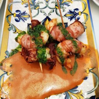 Tapa De Brochetas De Bacón Y Gambas (4 Uds.)