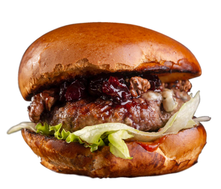 Бургер з яловичиною, горгонзолою, горіхами та вишневим джемом (285г)