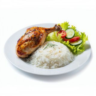 Pollo A L`Ast Medio (1/2) Con Arroz Y Ensalada Especial