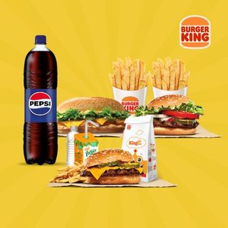 Chili Cheese Lg Chicken+ Whopper Jr+2 Frites+ Pepsi 1,5L + Menu enfant