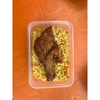 Fried Rice  and Chicken Drumstick