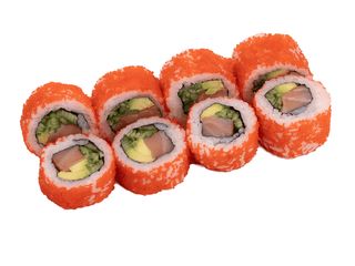 California z wędzonym łososiem  w kawiorze (8 szt) (250g)