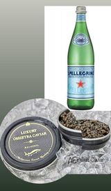 AEmlls хайвер от руска есетра GUE (125г) + газирана вода San Pelegrino