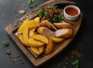 Ковбаски курячіі гриль з картоплею 