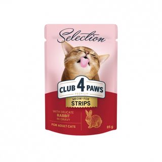 Club 4 Paws Premium Selection вологий корм для дорослих котів - смужки з кроликом в соусі