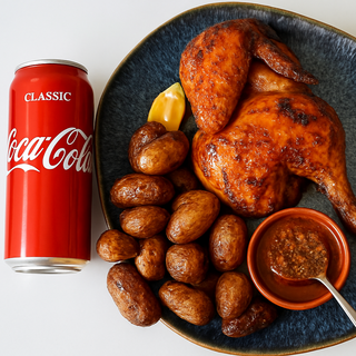 Menú 1/2 Pollo + patatas asadas + bebida 1ud