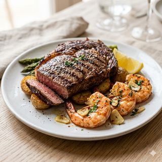 Entrecot Angus Con Gambón Y Ajo