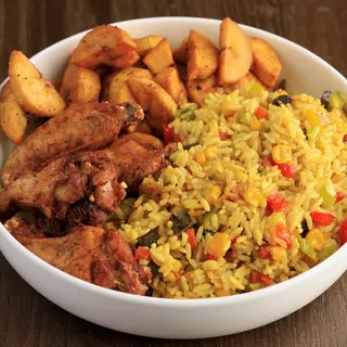 Fried Rice, Plantain and 2 Chicken