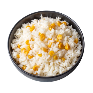 Guarnición de arroz blanco con choclo