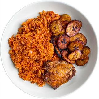 Jollof Rice 2 Spoons, Plantain & Chicken / Turkey