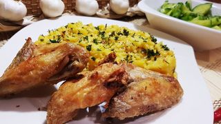 Aripioare De Pui La Cuptor Cu Orez si Salata Varza 400Gr