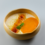 Манная каша с обожжёнными бананами и муссом из манго (340 гр.)