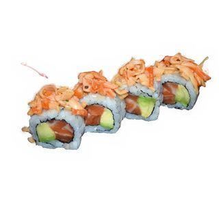 59. Uramaki De Salmón Con Aguacate Y Surimi En Salsa (4 Uds.)