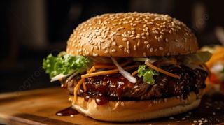 бургер с соусом bbq