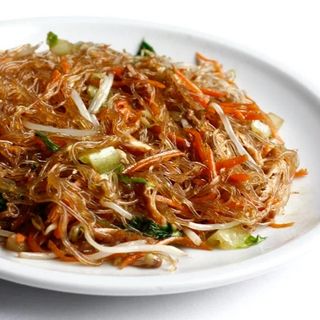 Spaghetti di soia con gamberi