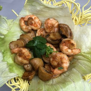 Gambas con champiñones